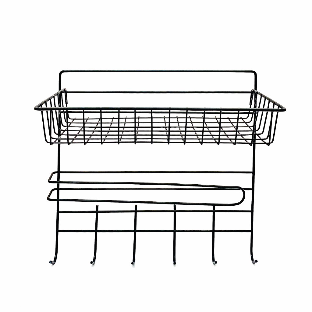 ORGANIZADOR/PORTA ROLLO ACERO 30x14x29CM NEGRO