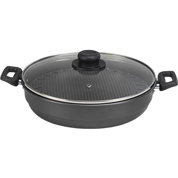 Parrilla 28cm con Tapa de Vidrio Versatil Multiflon