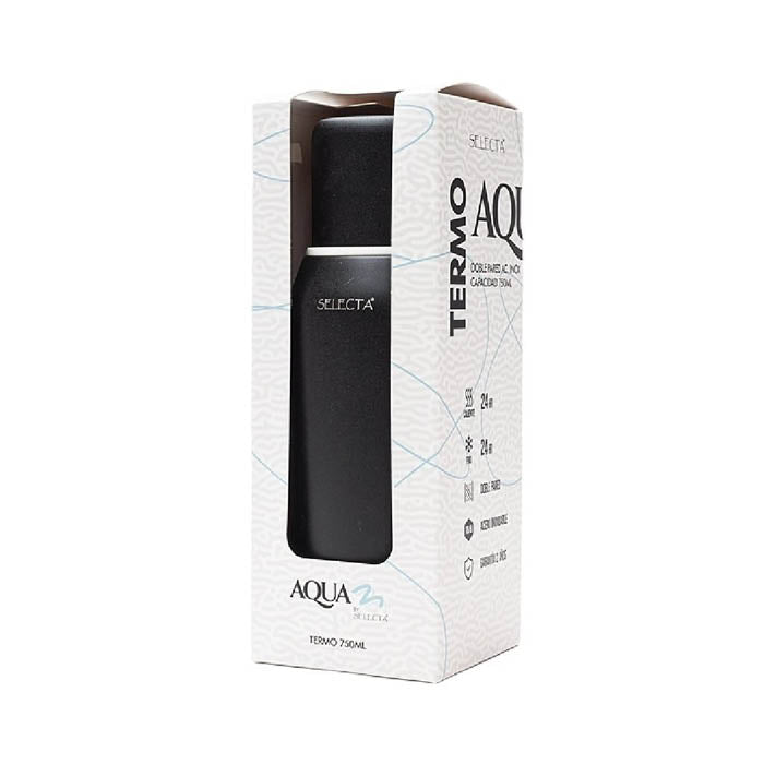 TERMO 750ML DOBLE PARED NEGRO AQUA SELECTA