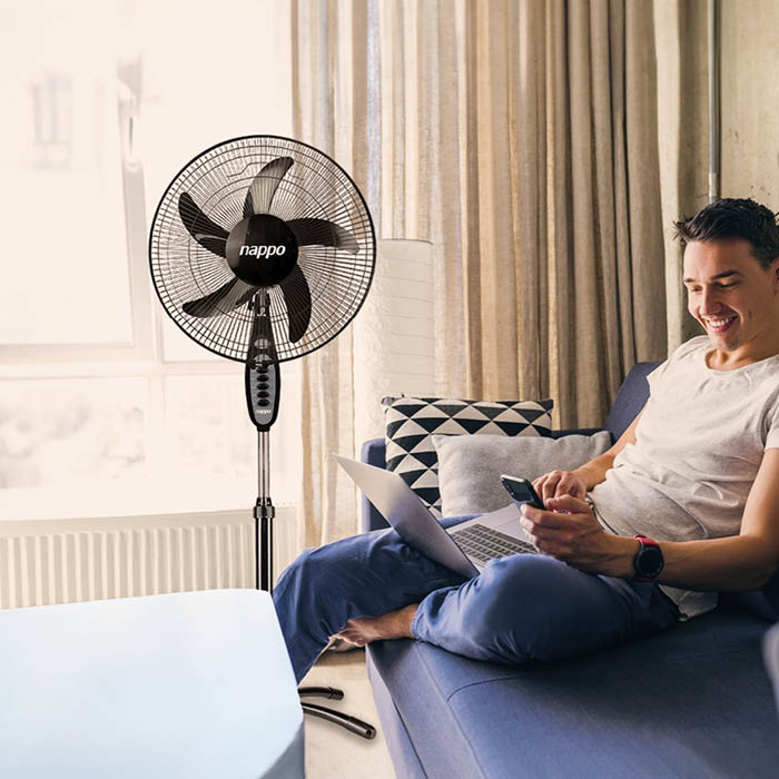 VENTILADOR DE PIE NAPPO 16" NEGRO 5 ASPAS NVP-068 | NVP-153