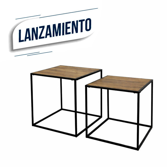 SET 2 MESAS AUX 37X37X40.5/33X33X35.5CM MADERA