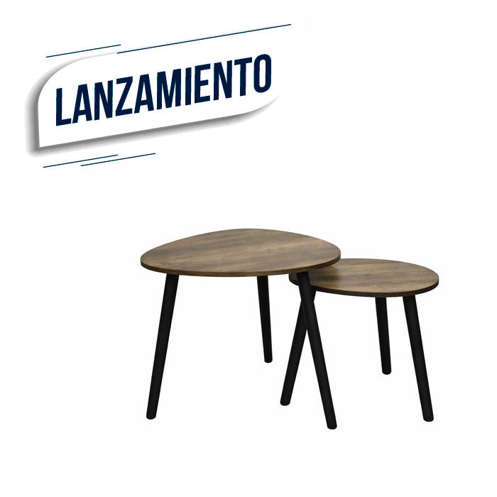 SET 2 MESAS AUXILIARES 48X48X49/39X39X36CM MADERA