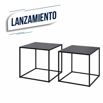 SET 2 MESAS AUX 38X38X41/34X34X37CM METAL NEGRO
