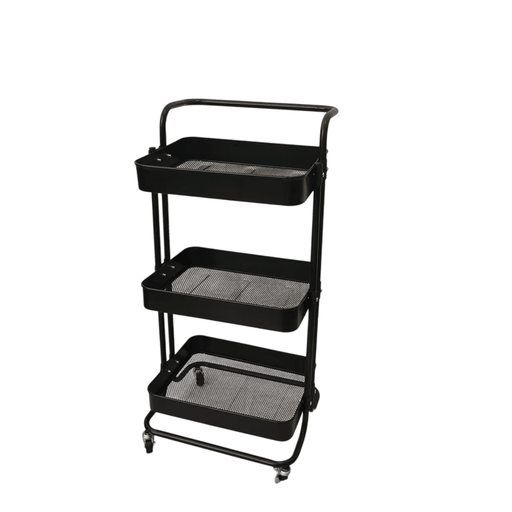 Carrito Organizador de Metal 3 Estantes DMO-017 Negro Decoteam