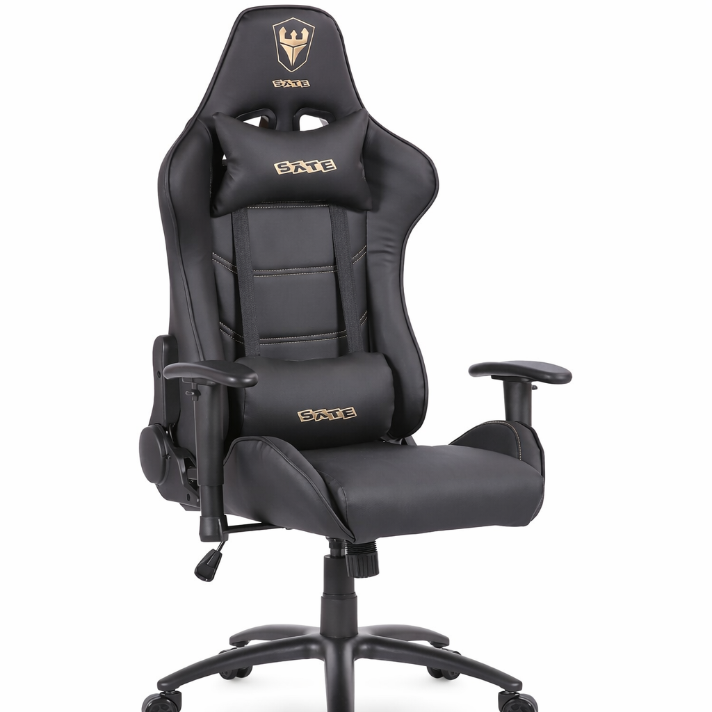 Silla Gamer A-GC8708 Reclinable 180° Negro/Dorado