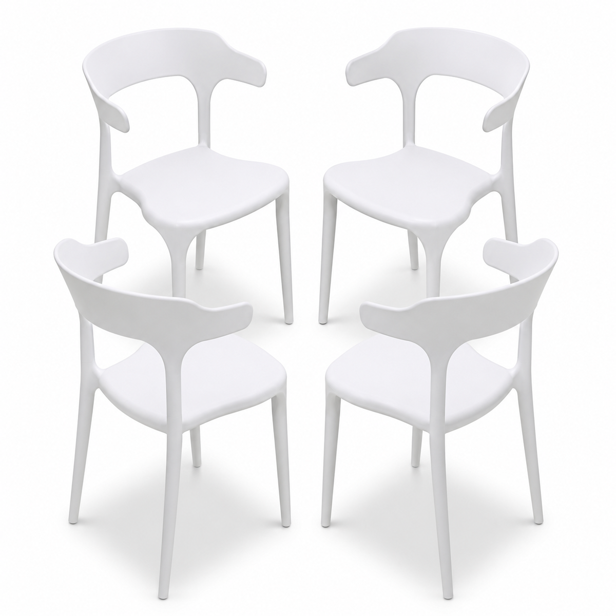 Set de 4 Sillas de Jardín Apilables Blancas de Polipropileno
