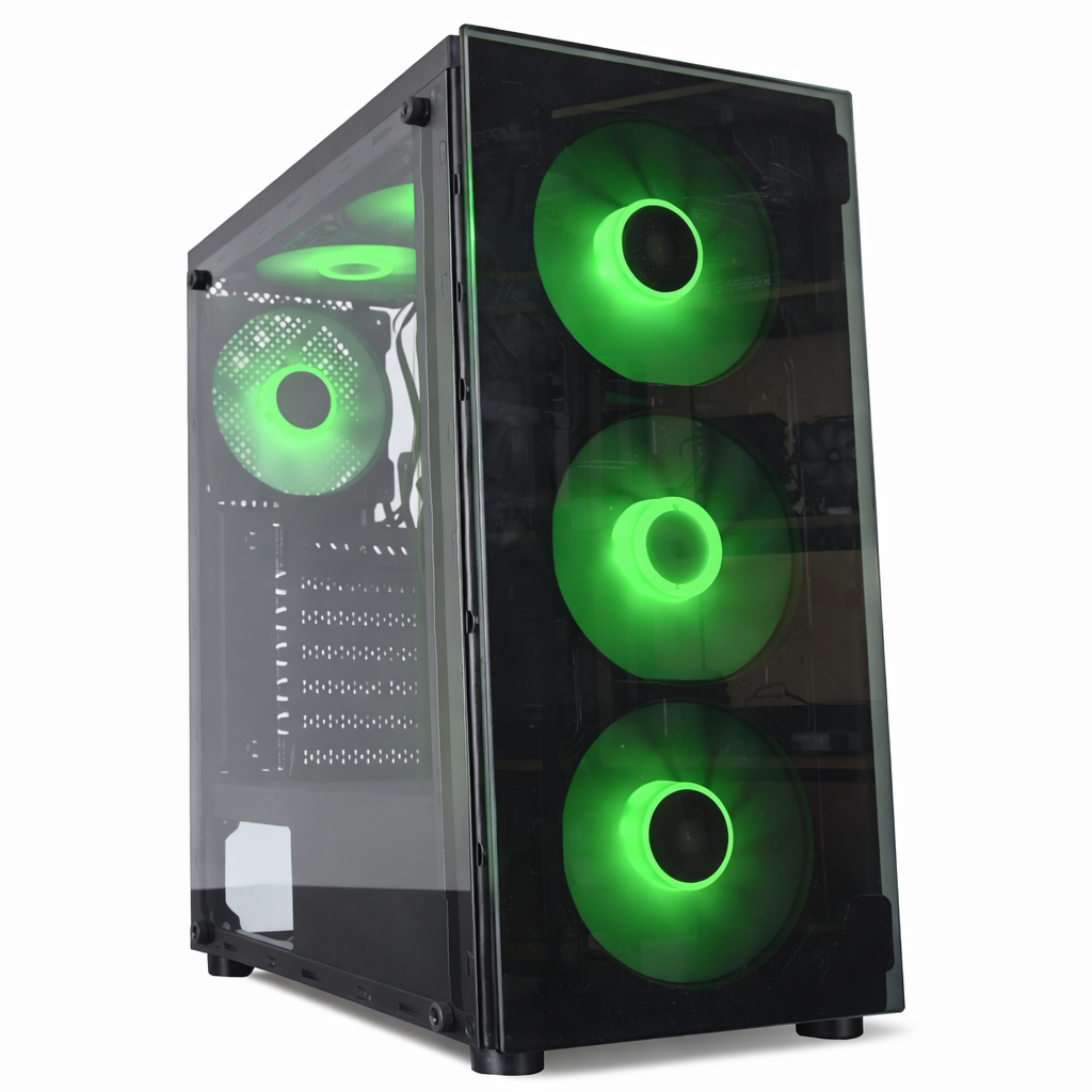 Gabinete Gamer ATX 1600K con 6 Coolers RGB y Vidrio Templado