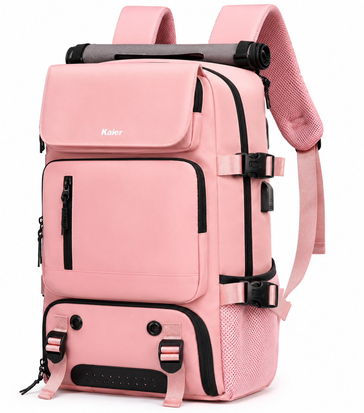 Mochila de Viaje Hikes KVM-720 Rosa con Puerto USB