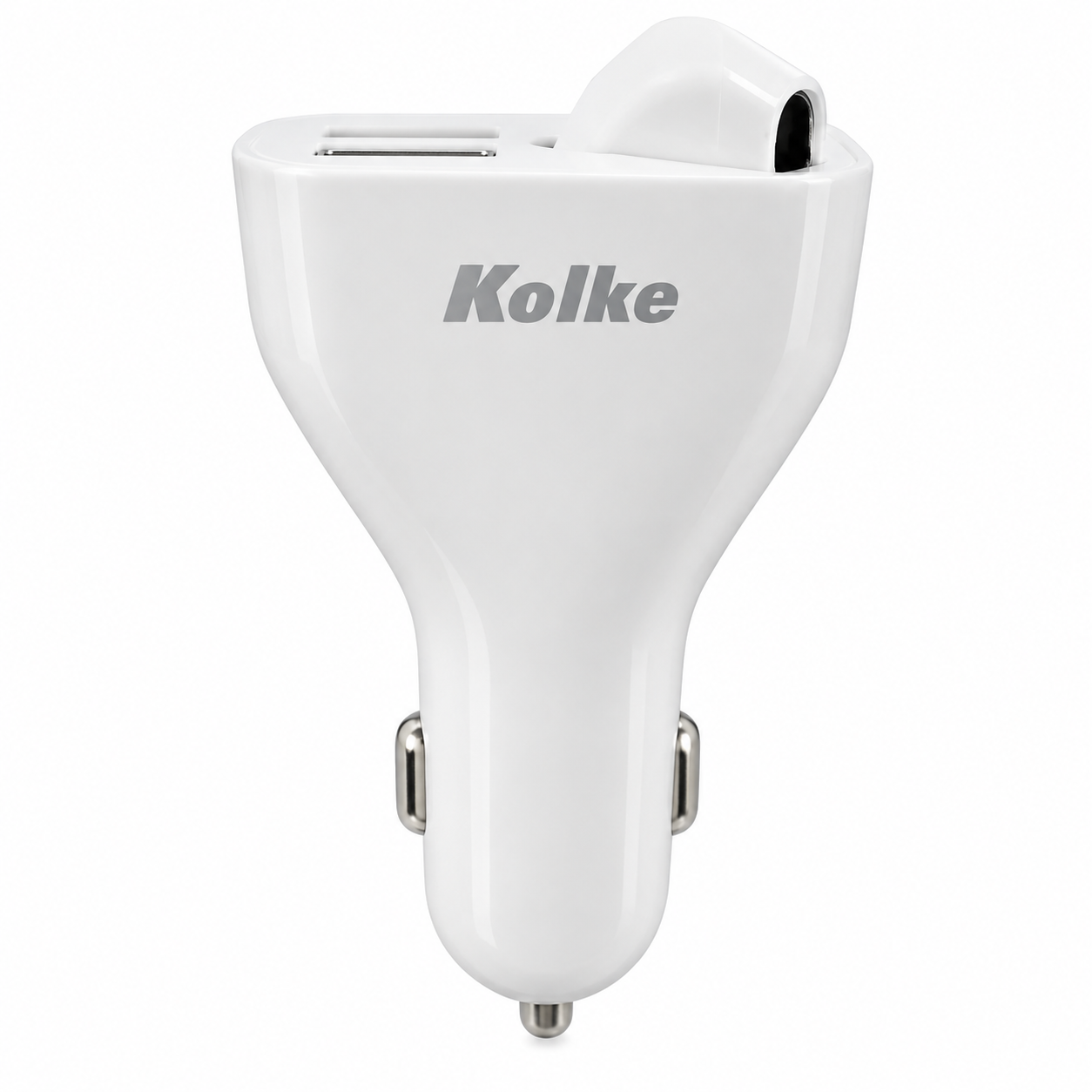 Cargador de Auto 2 en 1 Kolke KCR-4484 Blanco con Auricular Bluetooth