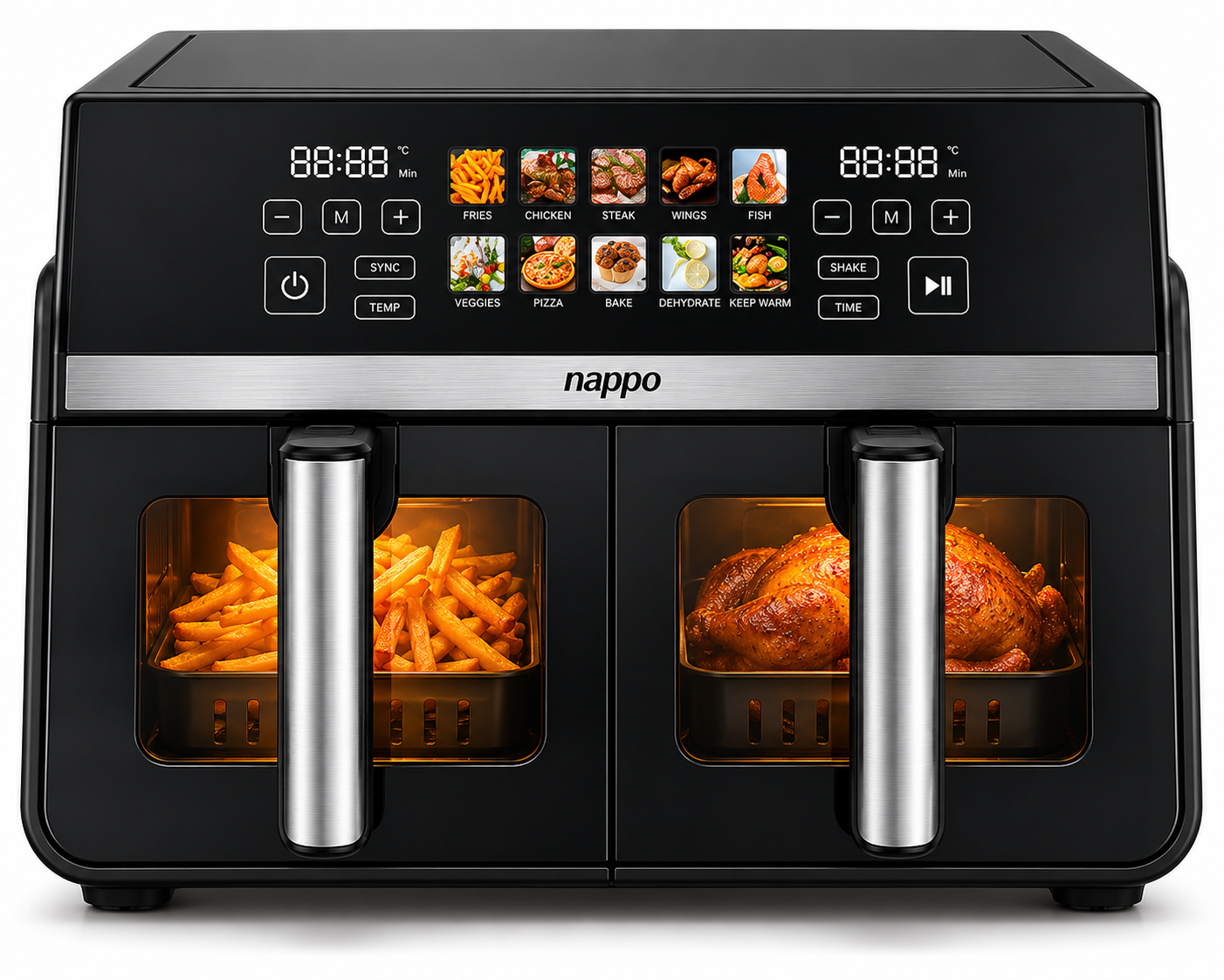 Freidora Sin Aceite Digital Nappo Dual Fry NEF-323 10L con Visor