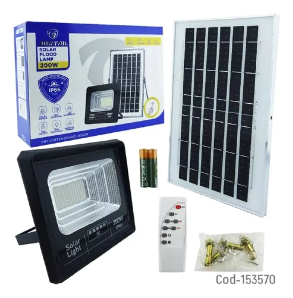 Reflector Solar LED 200W con Control Remoto – JORTAN TECH JT-YY200W