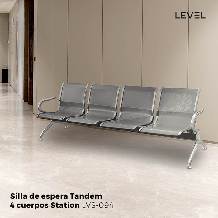 SILLA DE ESPERA TANDEM 4 CUERPOS STATION (METALICO) LEVEL