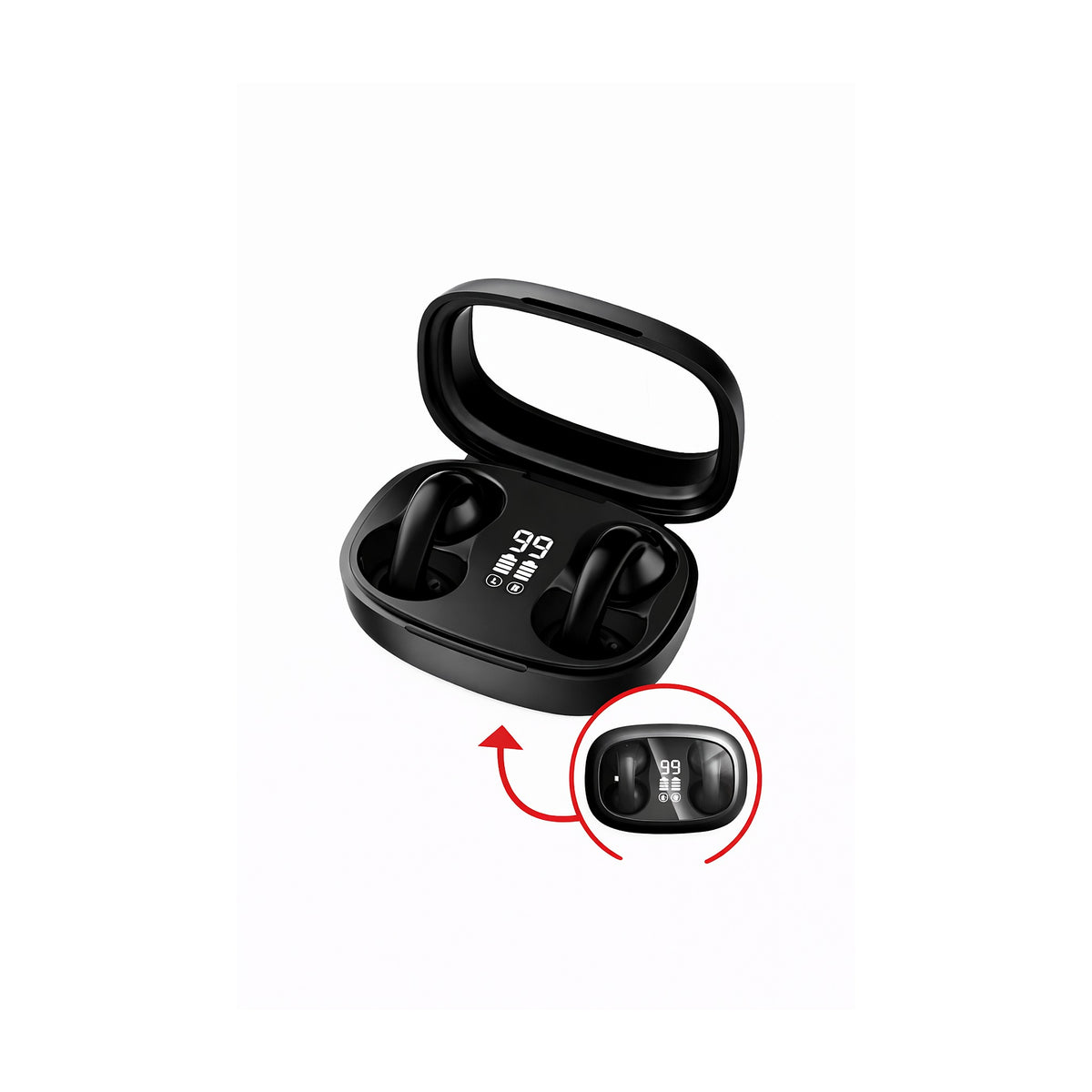 Auriculares Bluetooth SATE AE-6531 Negro con Control Táctil de SATE, producto centrado sobre fondo blanco