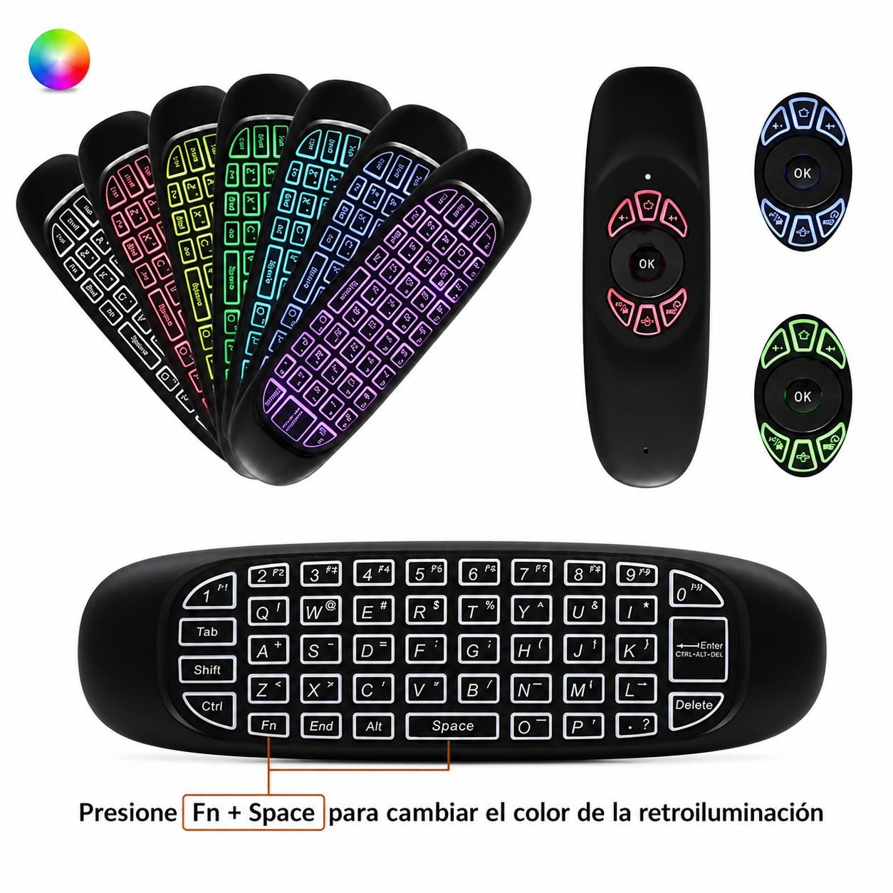 Air Mouse Inalámbrico DV-AMI7C con Teclado QWERTY y Giroscopio