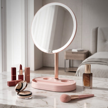 Espejo LED para Maquillaje SATE HZJ-651 Redondo con Organizador y Cajón