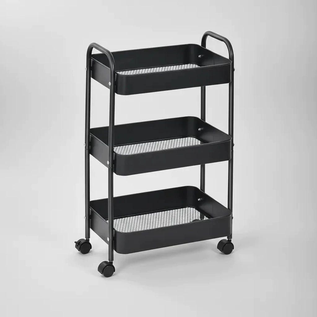 Carrito Organizador Plegable SATE A13-065H Negro 3 Bandejas 45x29x78 cm