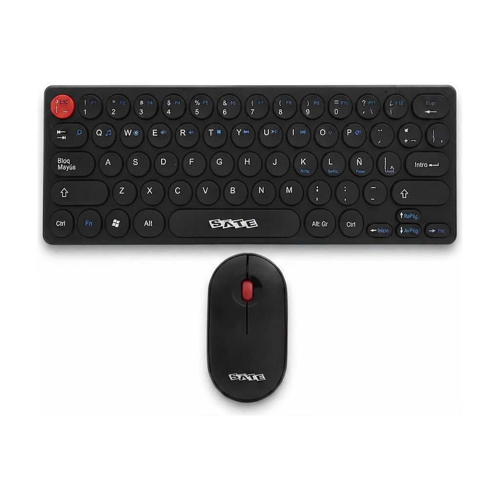 Kit Teclado + Mouse Inalámbrico Mini 64 Teclas 2.4 GHz, vista de producto sobre fondo blanco