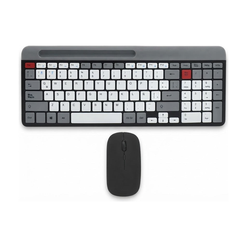 Kit Teclado + Mouse Bluetooth y 2.4 GHz con Teclas Silenciosas, vista de producto sobre fondo blanco
