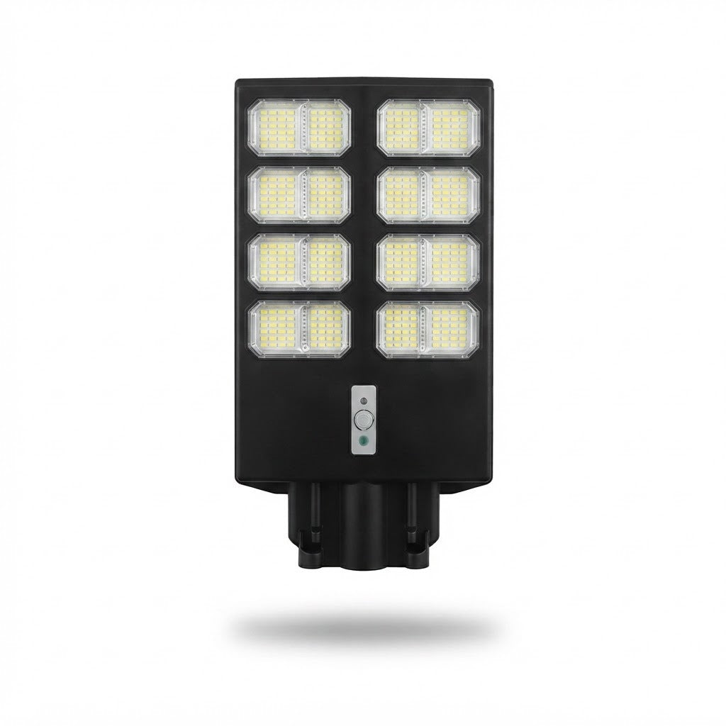 Lámpara solar LED JT-FLLRT de alta potencia con triple control y 25 h de autonomía, vista de producto sobre fondo blanco