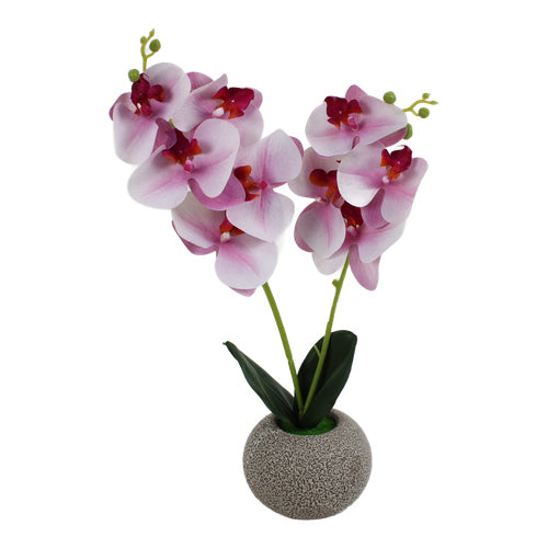 Orquídea artificial rosa en maceta de cerámica 46 cm