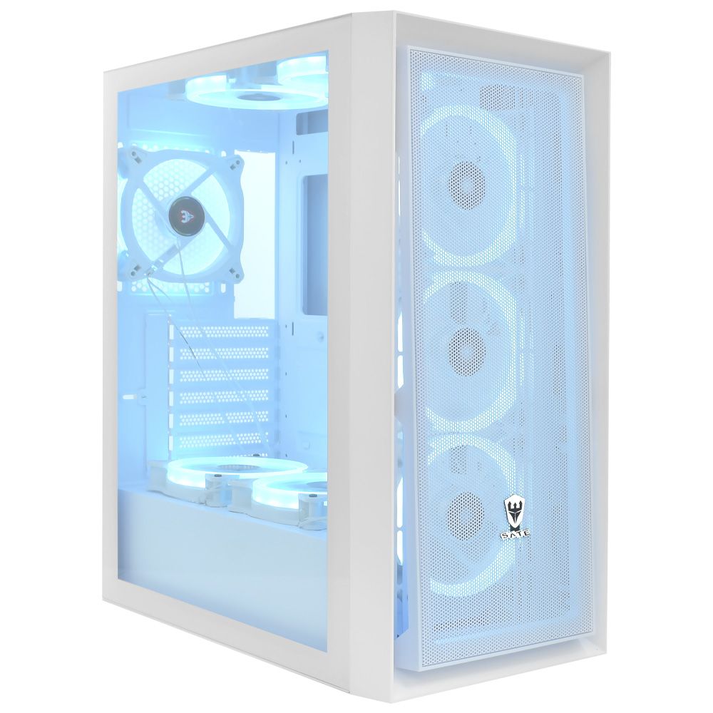 Gabinete Gamer K-2802 Blanco E-ATX con 8 Ventiladores y Vidrio Templado
