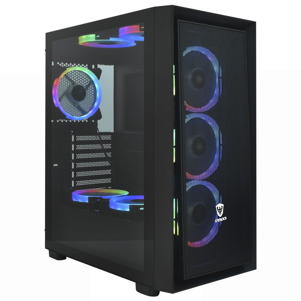 Gabinete Gamer K2801 E-ATX con 8 Coolers RGB y Vidrio Templado