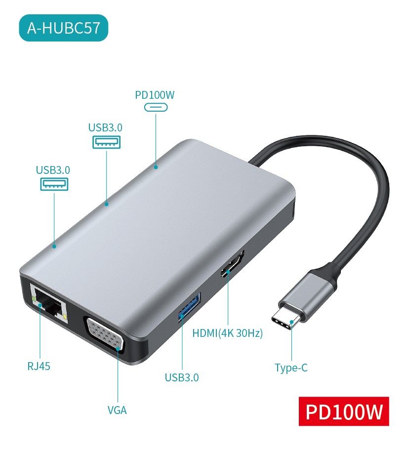 Hub USB Tipo C Multifunción A-HUBC57