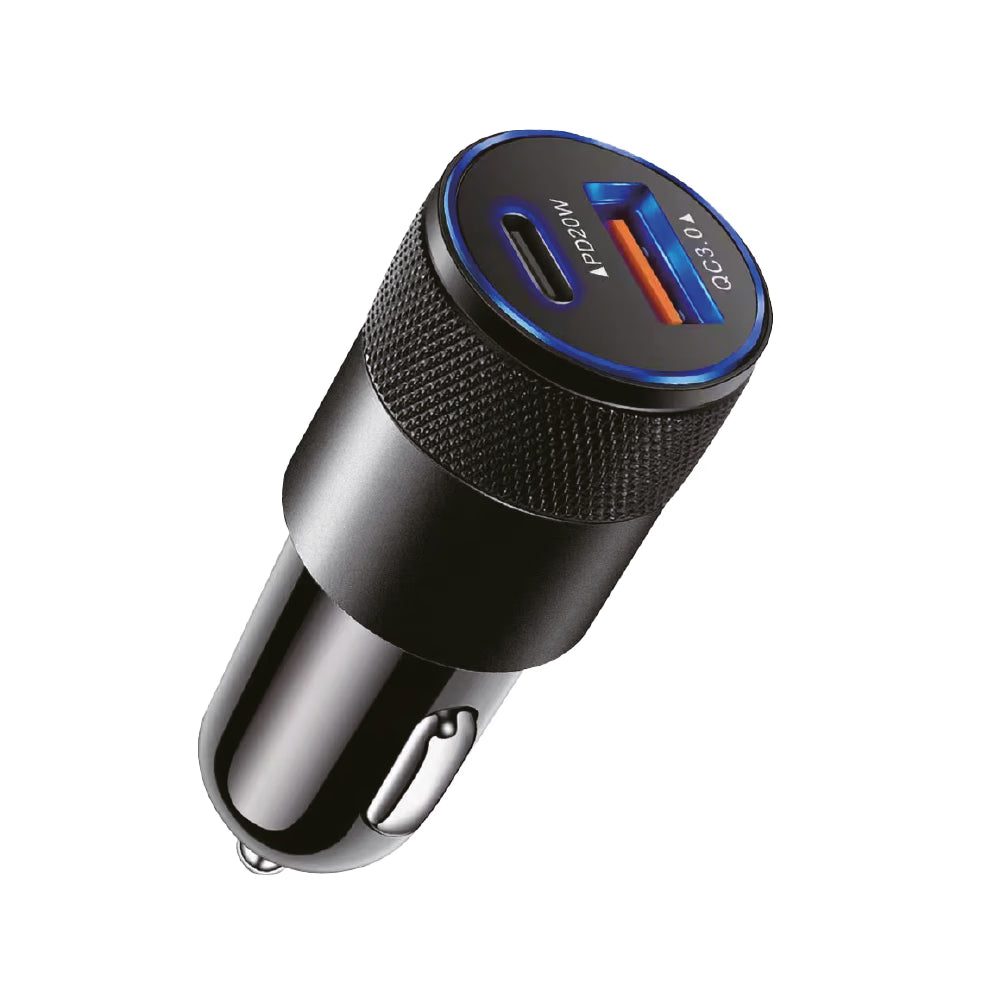 CARGADOR RAPIDO DE AUTO USB + USB C KCR-4741