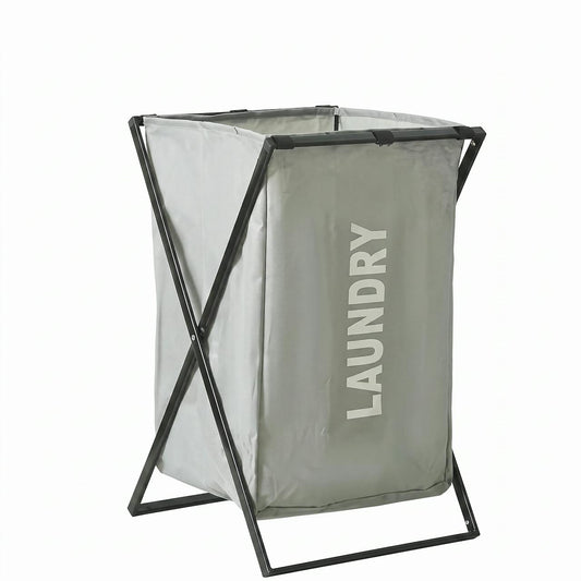 Cesto de Ropa Plegable SATE 004-75810 Gris 1 Compartimento con Estructura Metálica