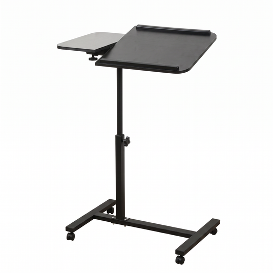 Mesa para Notebook con Ruedas SATE 007-4173 Negra Regulable 60-90 cm con Tabla Auxiliar