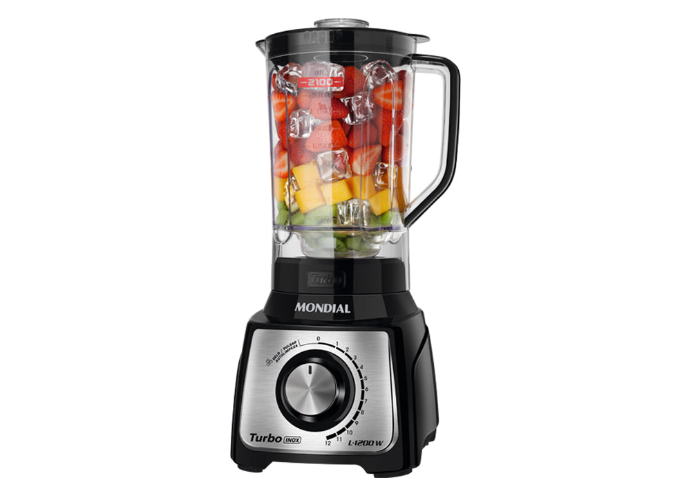 LICUADORA TURBO INOX BLACK 12 VELOCIDADES - 3,0L - 1200W L-1200 BI