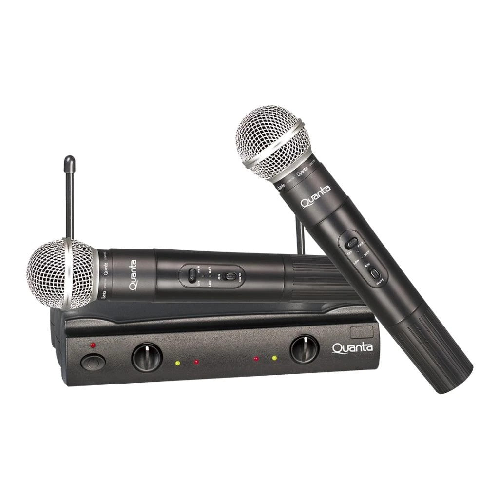 Micrófono Inalámbrico Doble VHF Quanta QTMIC103 Bivolt