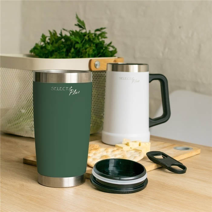 VASO TERMICO C/DESTAPADOR 560ML AC.INOX VERDE SELECTA