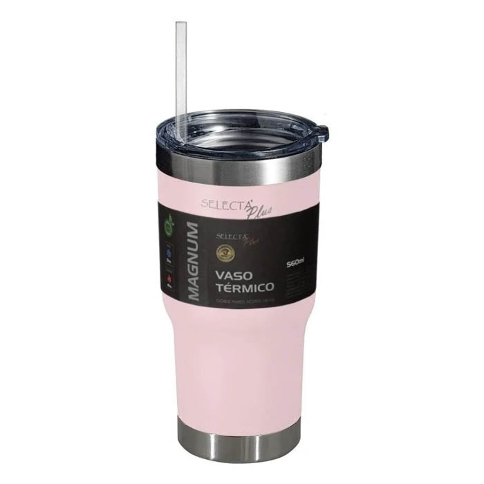 VASO TERMICO C/SORBITO 560ML AC.INOX ROSA SELECTA