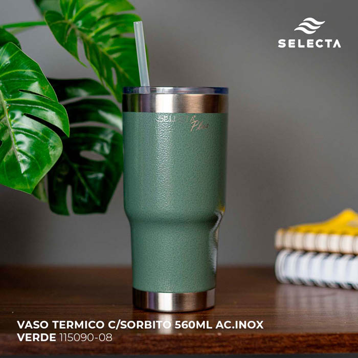 VASO TERMICO C/SORBITO 560ML AC.INOX VERDE SELECTA