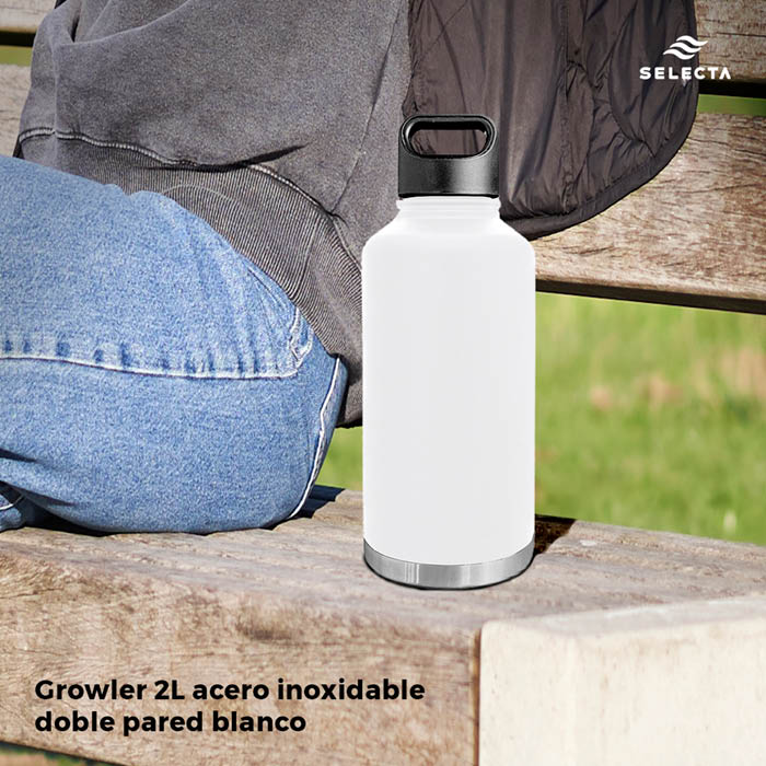 GROWLER 2L ACERO INOX DOBLE PARED BLANCO
