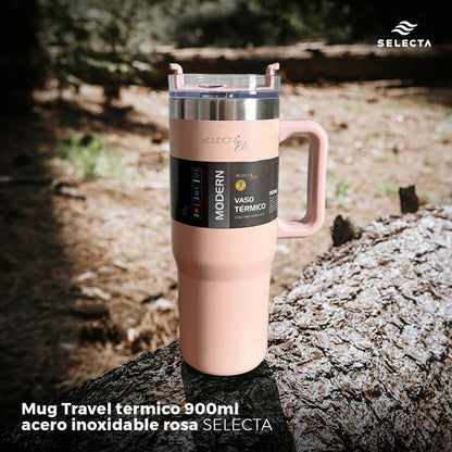 MUG TRAVEL TERMICO 900ML ACERO INOX ROSA SELECTA