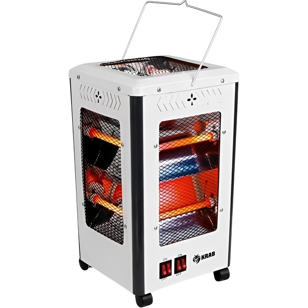 Estufa Eléctrica de Cuarzo Krab KBEC2000 2000W 220V con Ruedas Blanca