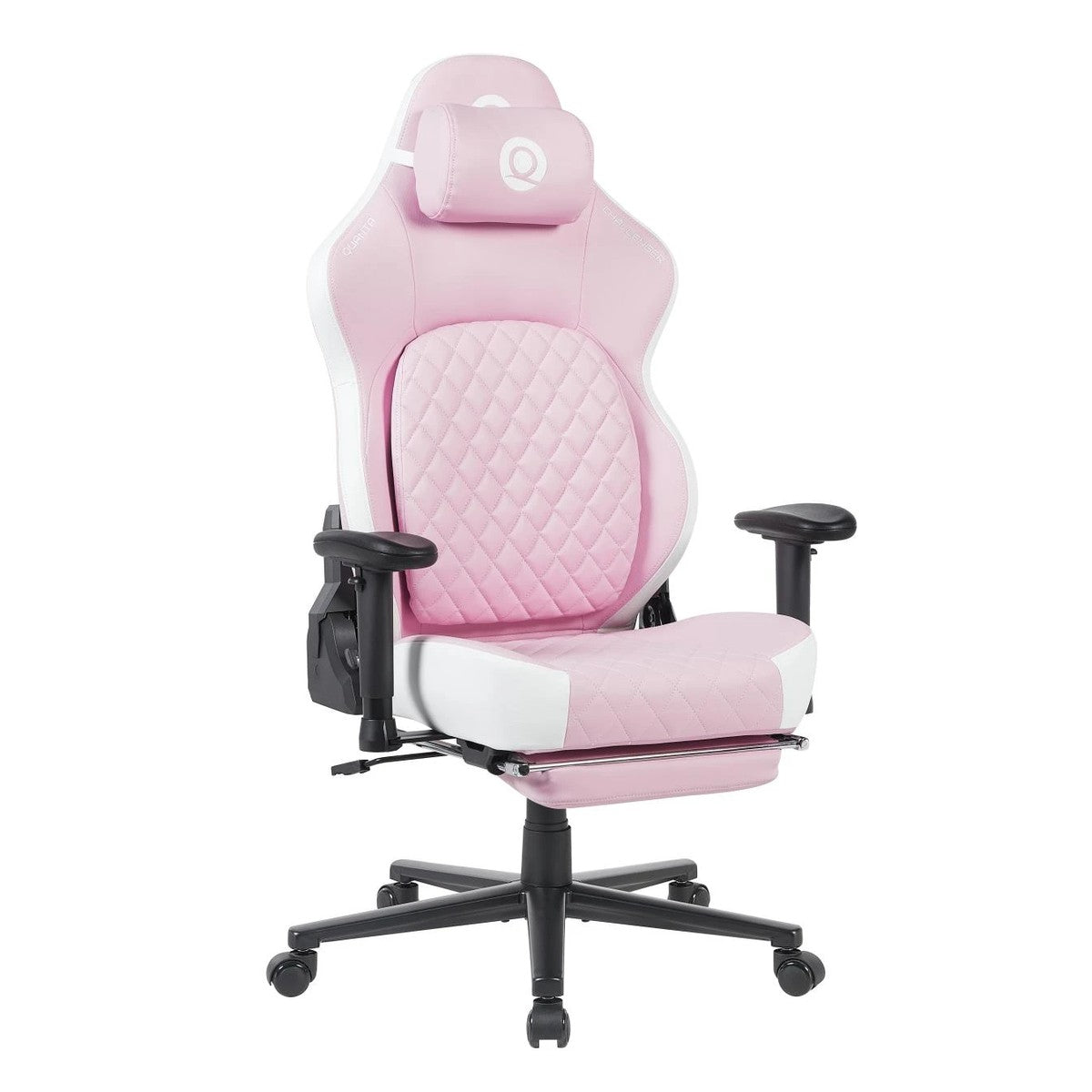 Silla Gamer Quanta QTSG4 Challenger Soporte Lumbar Rosa y Blanca