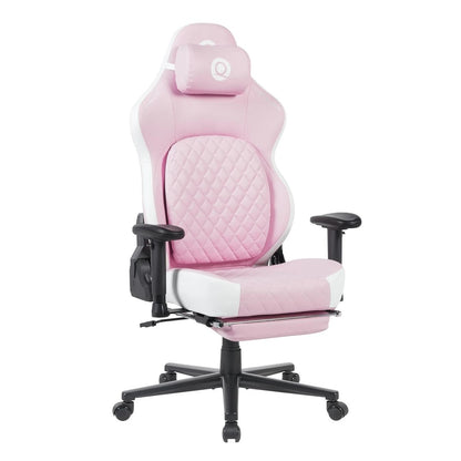 Silla Gamer Quanta QTSG4 Challenger Soporte Lumbar Rosa y Blanca