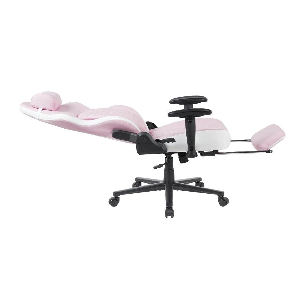 Silla Gamer Quanta QTSG4 Challenger Soporte Lumbar Rosa y Blanca