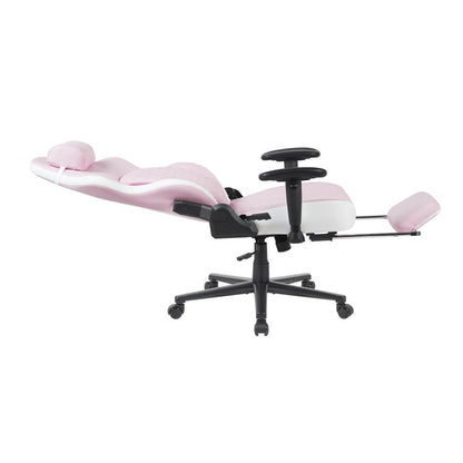 Silla Gamer Quanta QTSG4 Challenger Soporte Lumbar Rosa y Blanca