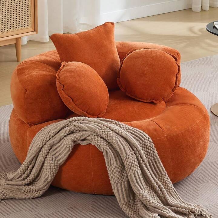 Sillón redondo lazy chenille naranja SATE 003-SF00301C