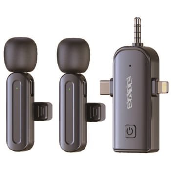 Micrófono Inalámbrico para Celular Satellite A-MK201 3 en 1 Doble Transmisor