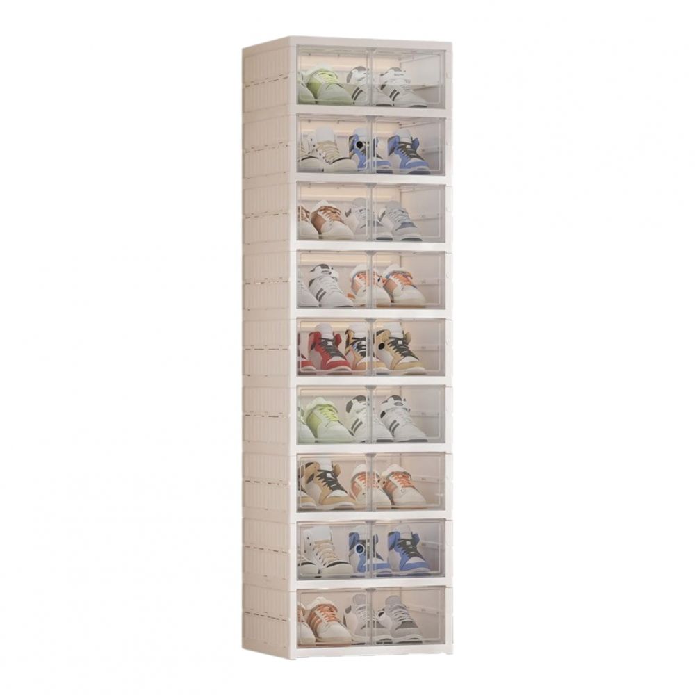 Zapatero Plegable SATE N-202PP9 9 Niveles 18 Pares Puerta Transparente Blanco