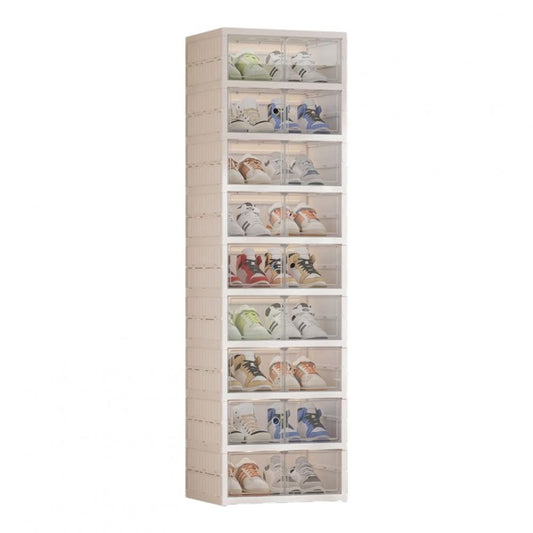 Zapatero Plegable SATE N-202PP9 9 Niveles 18 Pares Puerta Transparente Blanco