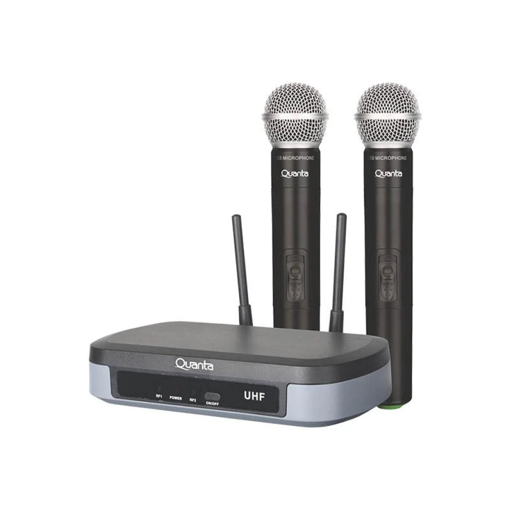 Micrófono Inalámbrico Doble UHF Quanta QTMWU104 60 m Bivolt Negro