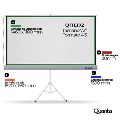 Pantalla de Proyección con Trípode Quanta QTTLT72 72" 146x110cm