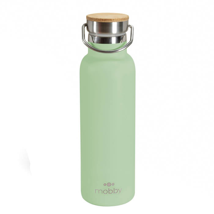 BOTELLA A.INOX 450ML D/PARED VER TAPA BAMBOO MOBBY