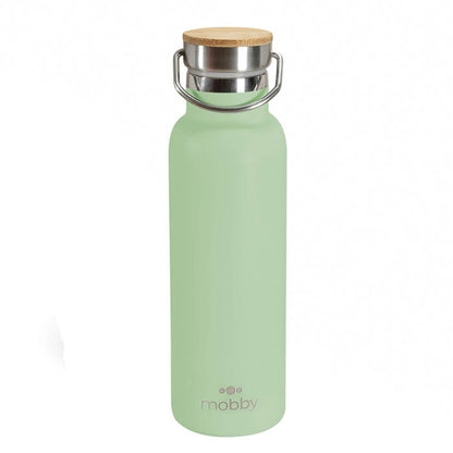 BOTELLA A.INOX 450ML D/PARED VER TAPA BAMBOO MOBBY